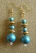 blue and gold 80s earrings