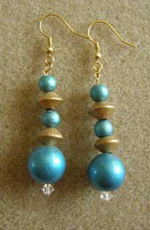 blue and gold 80s earrings