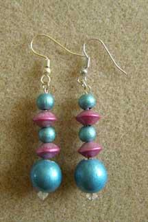 blue and pink 80s earrings