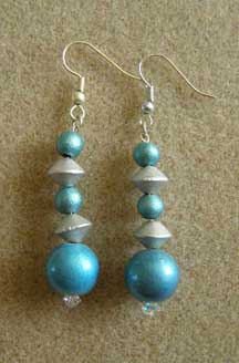 blue and silver 80s earrings