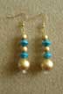 gold and blue80s earrings