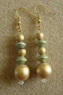 gold and green 80s earrings