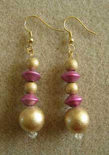 gold and pink 80s earrings