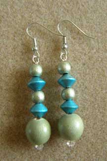 green and blue 80s earrings