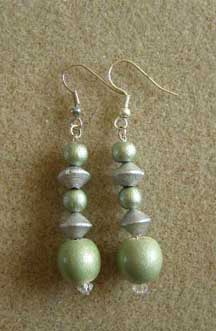 green and silver 80s earrings