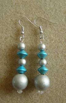 silver and blue 80s earrings