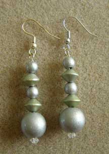 silver and green 80s earrings