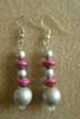 silver and pink 80s earrings