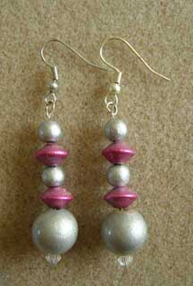 silver and pink 80s earrings